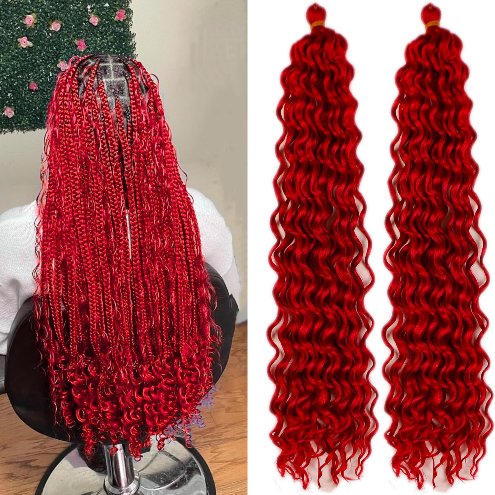 Amazon.com : Gozill Boho Curly Braiding Hair Red Boho Hair for